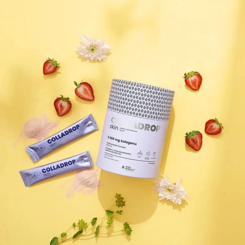 Aura Herbals Colladrop® Beauty HMG Collagen 5000 mg, Strawberry - 30 Sachets