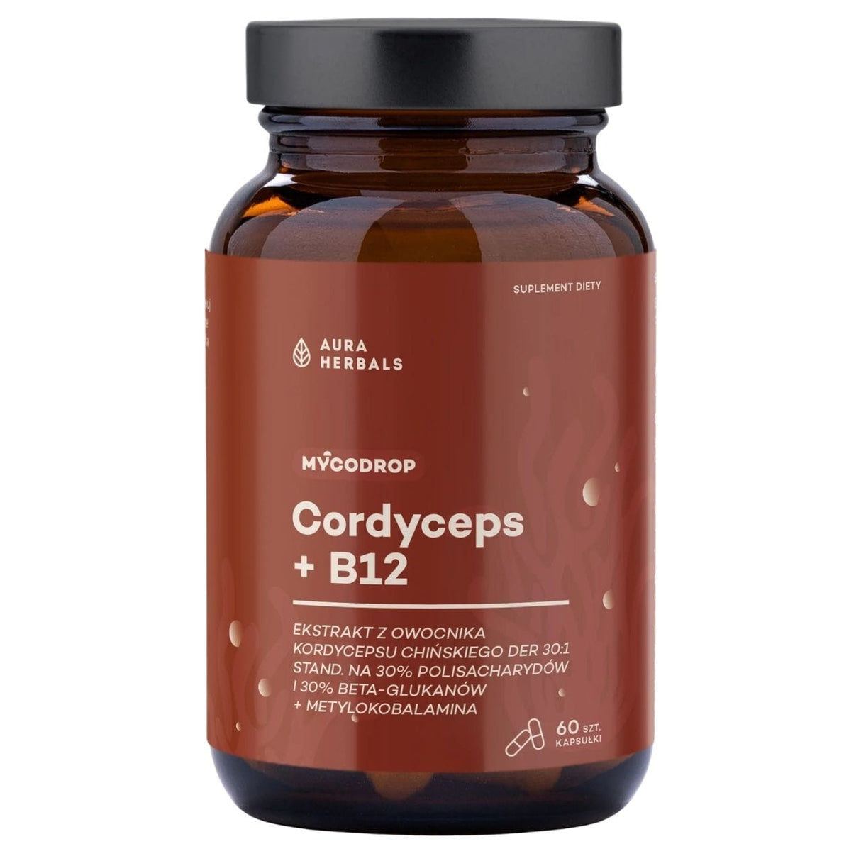 Aura Herbals Mycodrop Cordyceps 30:1 + B12 – 60 Capsules