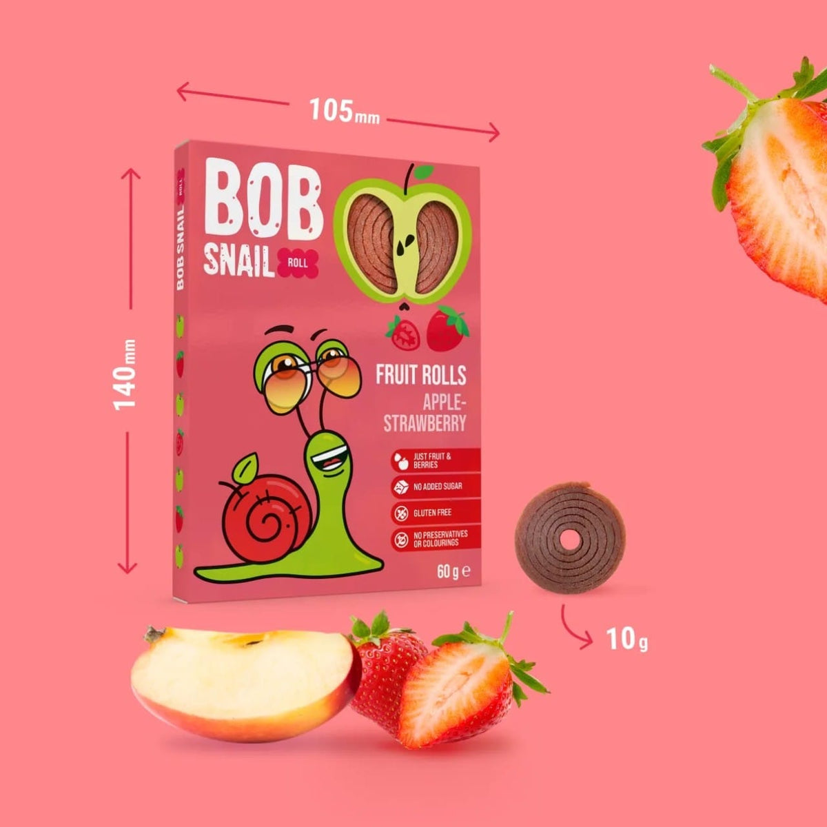 Bob Snail Rollsy Fruit, Apple-Strawberry - 60 g