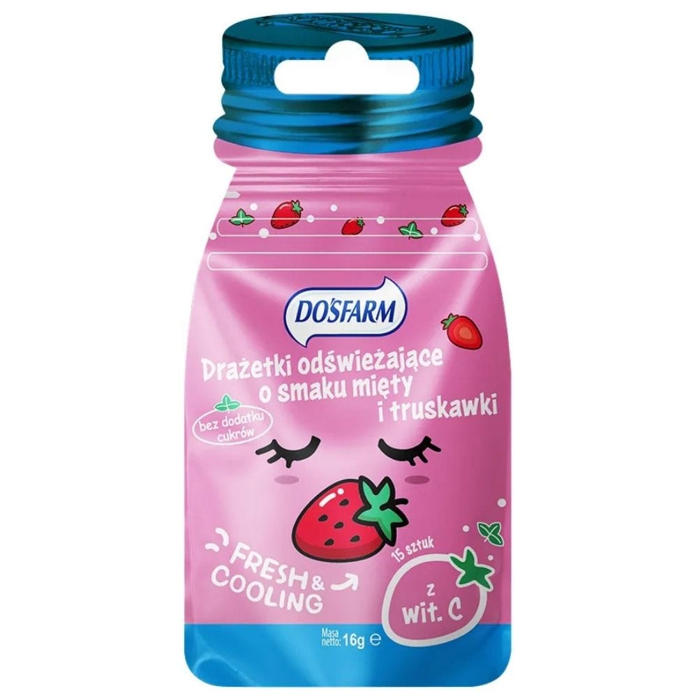 Dosfarm Refreshing Dragees with Vitamin C, Strawberry and Mint - 16 g