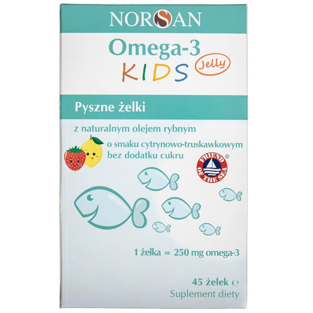 Norsan Omega-3 Kids Gummies, Lemon and Strawberry  - 45 Pieces