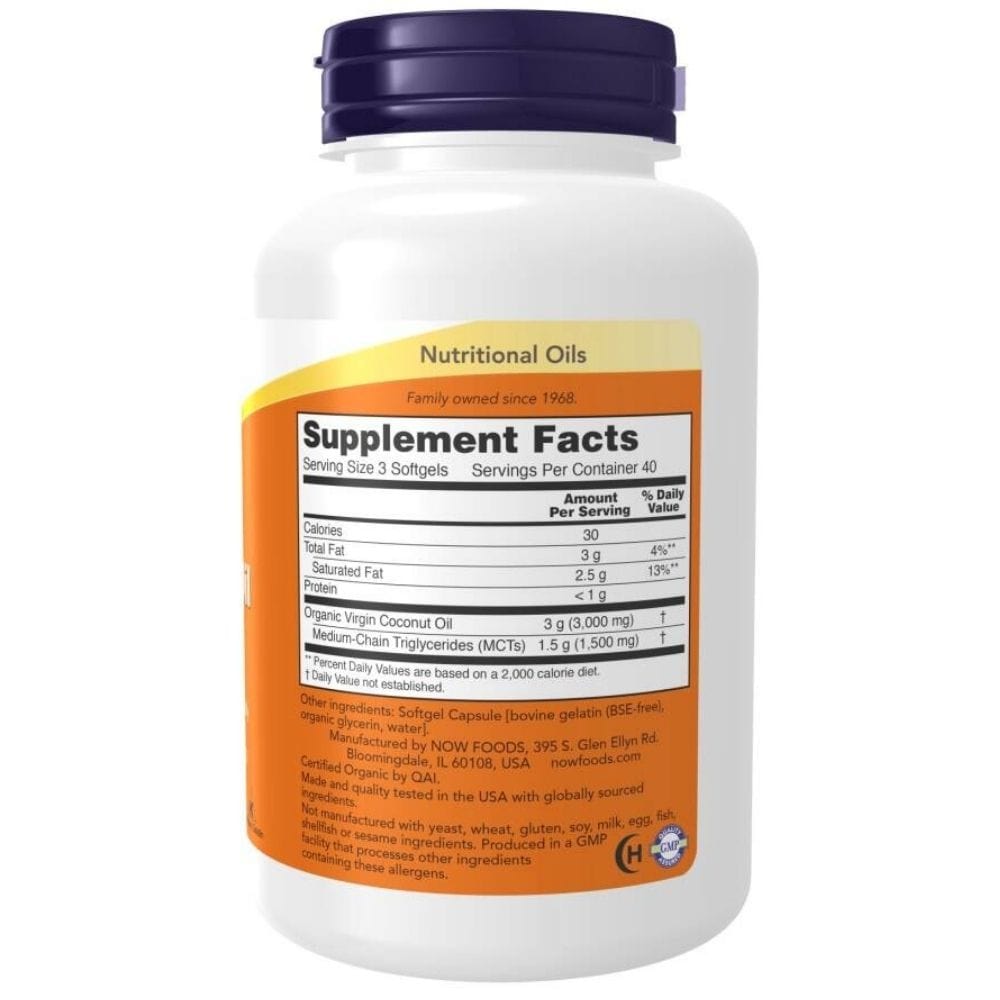 Now Foods Coconut Oil 1000 mg - 120 Capsules