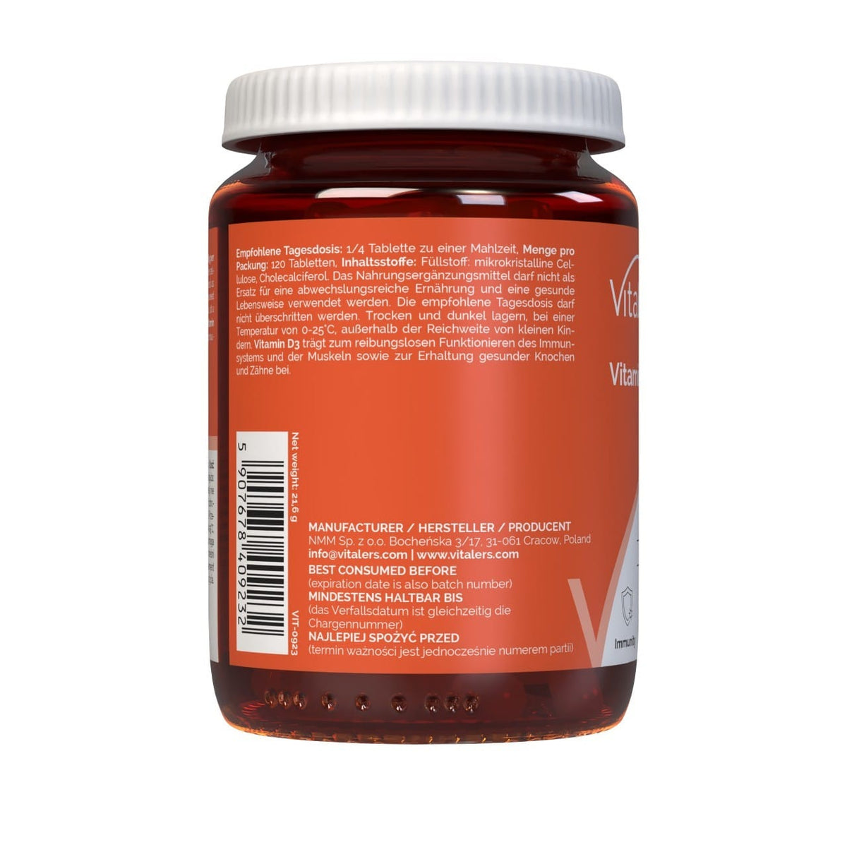 Vitaler's Vitamin D3 8000 IU - 120 Tablets