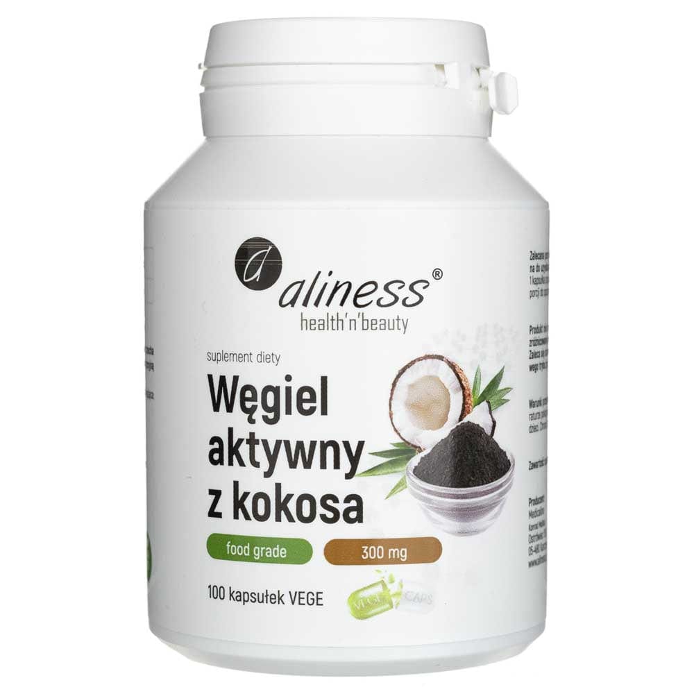 Aliness Coconut Activated Charcoal - 100 Veg Capsules