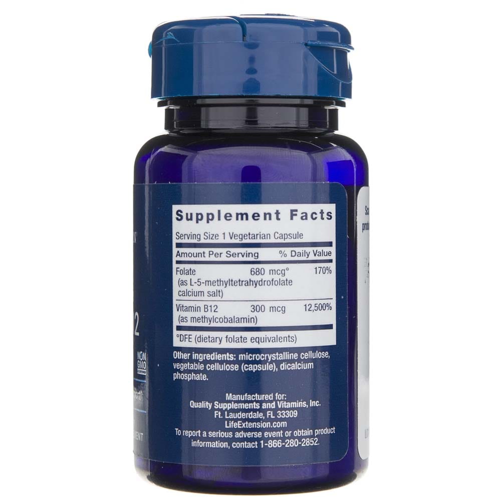 Life Extension BioActive Folate & Vitamin B12 - 90 Veg Capsules