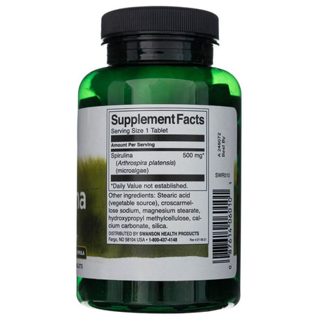 Swanson Spirulina 500 mg - 180 tablettia