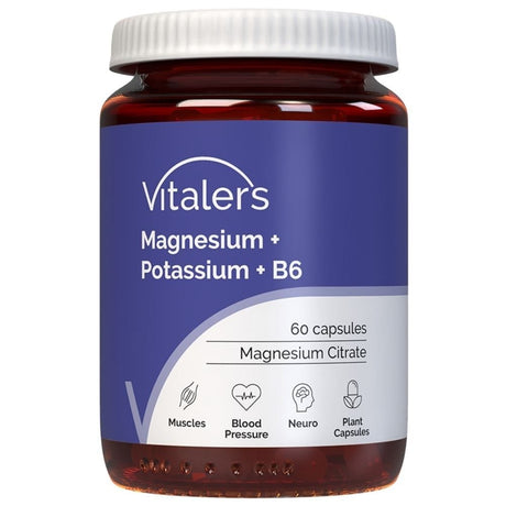 Vitaler's Magnesium 100 mg + Kalium 150 mg + B6-vitamiini 6 mg - 60 kapselia