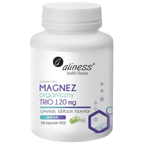 Aliness Organic Magnesium TRIO 120 mg + Vitamin B6 - 100 Capsules