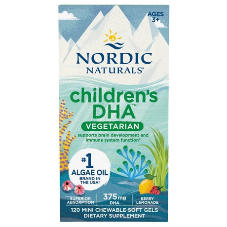 Nordic Naturals Children's DHA Vegetarian, Blueberry – 120 Mini Capsules