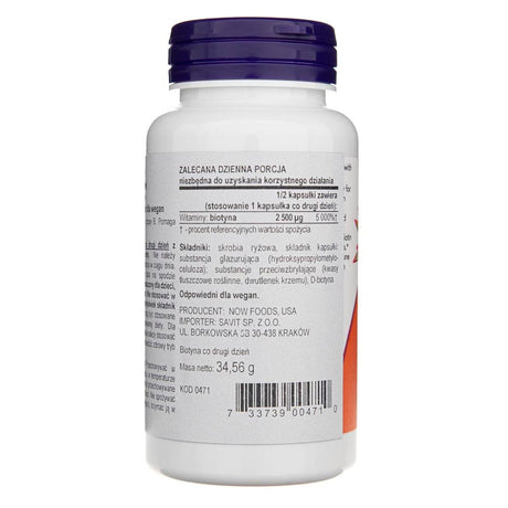 Now Foods Biotin 5000 mcg - 60 Veg Capsules