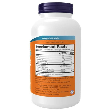Now Foods Omega-3 Fish Oil - 200 Capsules