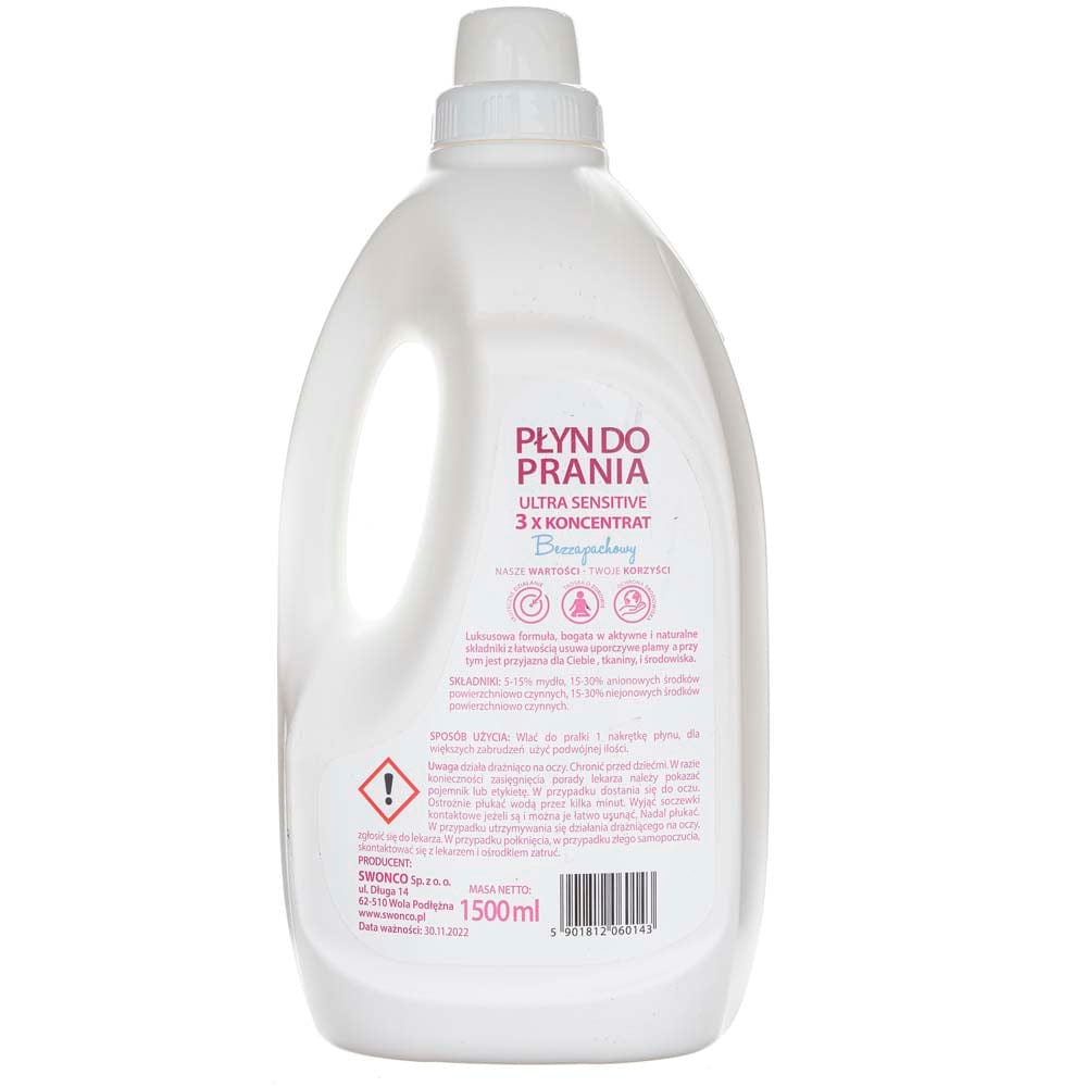 Swonco Ultra Sensitive Fragrance-Free Washing Liquid - 1500 ml