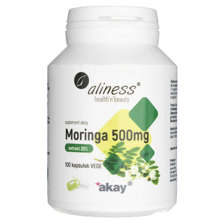 Aliness Moringa Extract 20% 500 mg - 100 Veg Capsules